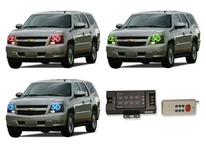 Chevrolet-Tahoe-2007, 2008, 2009, 2010, 2011, 2012, 2013-LED-Halo-Headlights-RGB-RF Remote-CY-TA0713-V3HRF