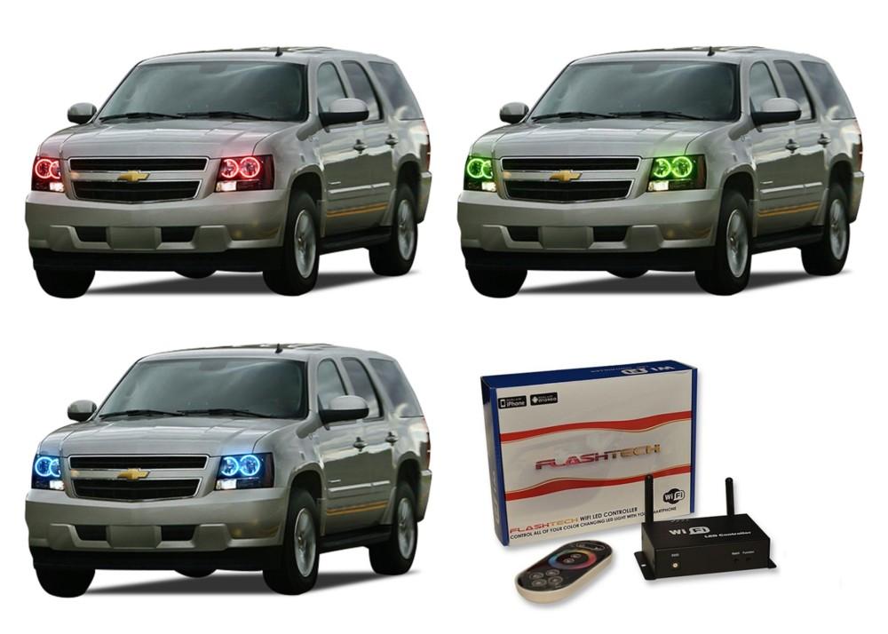 Chevrolet-Tahoe-2007, 2008, 2009, 2010, 2011, 2012, 2013-LED-Halo-Headlights-RGB-WiFi Remote-CY-TA0713-V3HWI