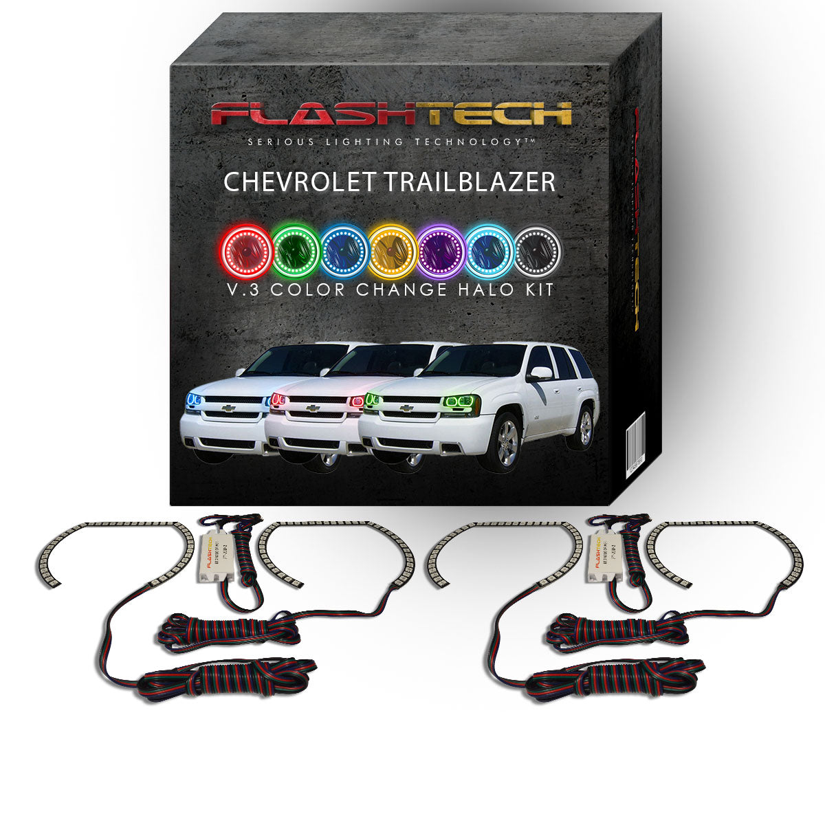 Chevrolet-Trailblazer-2002, 2003, 2004, 2005, 2006, 2007, 2008, 2009-LED-Halo-Headlights-RGB-No Remote-CY-TR0209-V3H