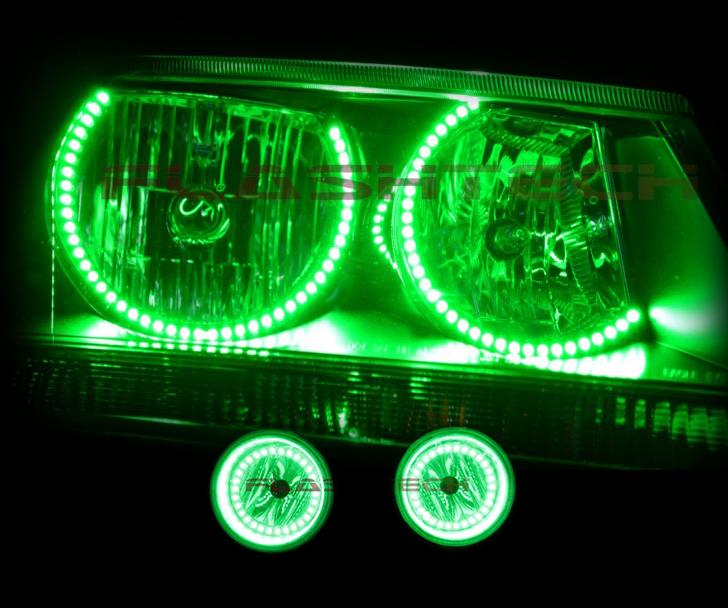 Dodge-Avenger-2008, 2009, 2010-LED-Halo-Headlights and Fog Lights-RGB-Bluetooth RF Remote-DO-AV0810-V3HFBTRF