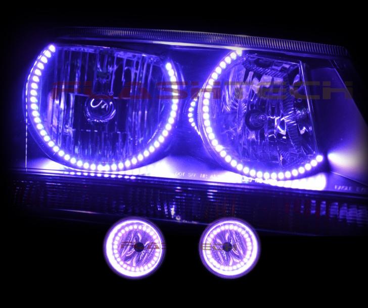 Dodge-Avenger-2008, 2009, 2010-LED-Halo-Headlights and Fog Lights-RGB-Bluetooth RF Remote-DO-AV0810-V3HFBTRF