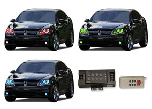 Dodge-Avenger-2008, 2009, 2010-LED-Halo-Headlights and Fog Lights-RGB-RF Remote-DO-AV0810-V3HFRF
