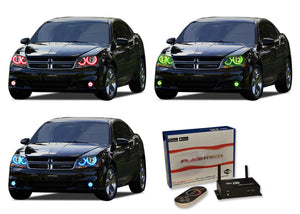 Dodge-Avenger-2008, 2009, 2010-LED-Halo-Headlights and Fog Lights-RGB-WiFi Remote-DO-AV0810-V3HFWI