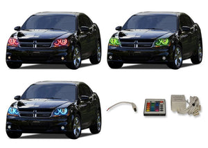 Dodge-Avenger-2008, 2009, 2010, 2011, 2012, 2013, 2014, 2015-LED-Halo-Headlights-RGB-IR Remote-DO-AV0815-V3HIR