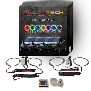 Dodge-Avenger-2008, 2009, 2010, 2011, 2012, 2013, 2014, 2015-LED-Halo-Headlights-RGB-Bluetooth RF Remote-DO-AV0815-V3HBTRF