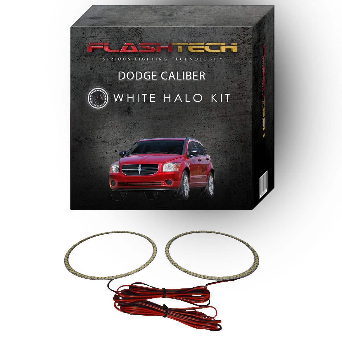 Dodge-Caliber-2007, 2008, 2009, 2010, 2011, 2012-LED-Halo-Headlights-White-RF Remote White-DO-CB0712-WHRF