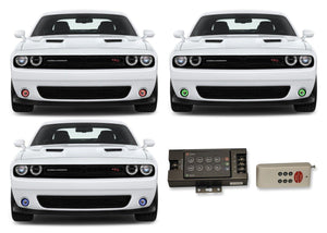 Dodge-Challenger-2015, 2016, 2017, 2018, 2019-LED-Halo-Fog Lights-RGB-RF Remote-DO-CL01519-V3FRF-WPE
