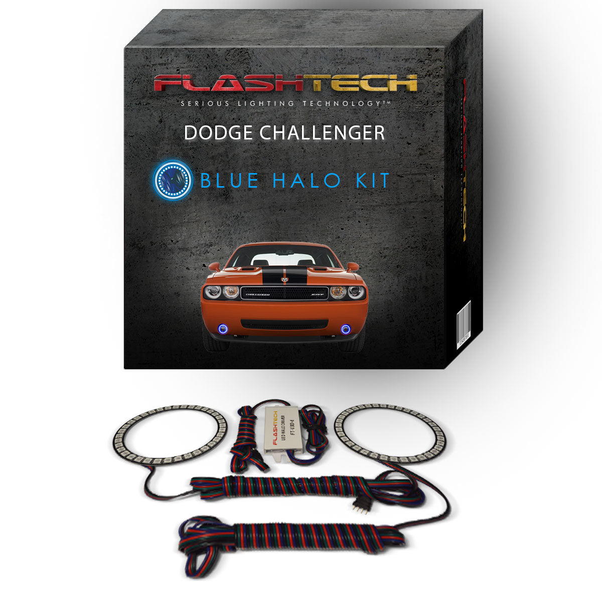 Dodge-Challenger-2008, 2009, 2010, 2011, 2012, 2013, 2014-LED-Halo-Fog Lights-RGB-Bluetooth RF Remote-DO-CL0814-V3FBTRF-WPE