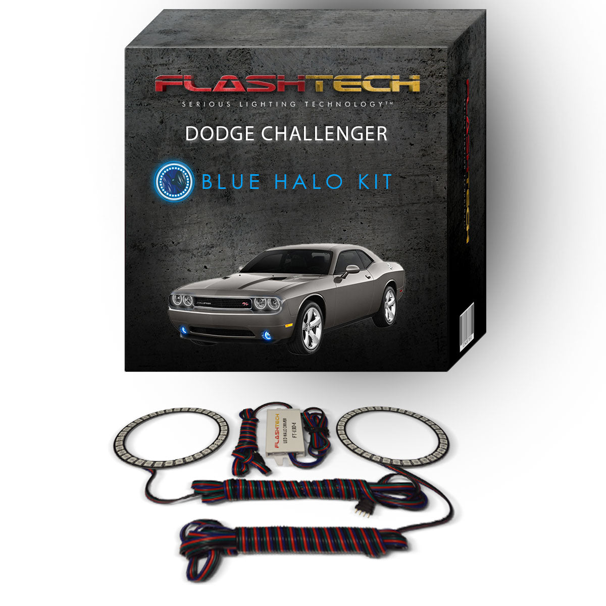 Dodge-Challenger-2008, 2009, 2010, 2011, 2012, 2013-LED-Halo-Fog Lights-RGB-No Remote-DO-CL0814-V3F