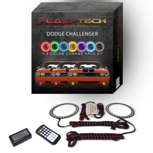Dodge-Challenger-2008, 2009, 2010, 2011, 2012, 2013, 2014-LED-Halo-Fog Lights-RGB-Bluetooth RF Remote-DO-CL0814-V3FBTRF-WPE