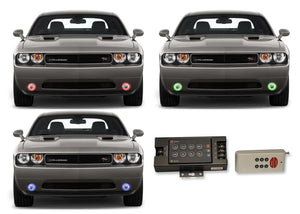 Dodge-Challenger-2008, 2009, 2010, 2011, 2012, 2013-LED-Halo-Fog Lights-RGB-RF Remote-DO-CL0814-V3FRF