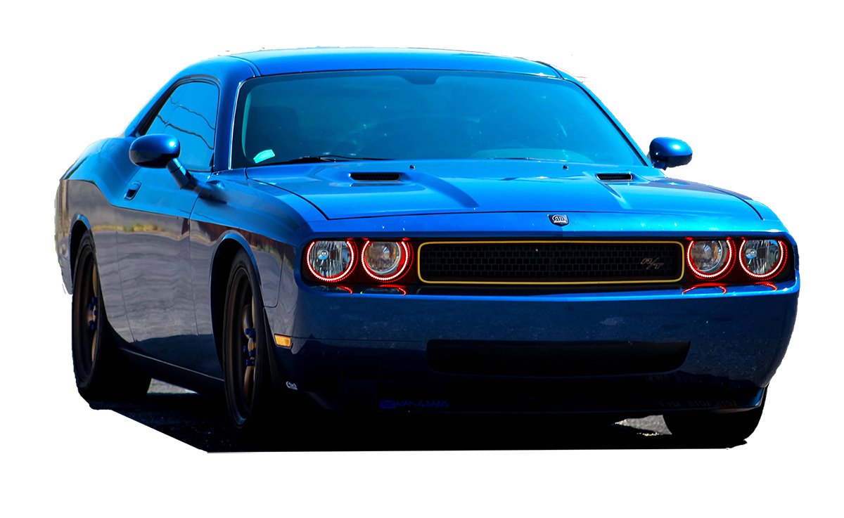 Dodge-Challenger-2008, 2009, 2010, 2011, 2012, 2013, 2014-LED-Halo-Headlights-ColorChase-No Remote-DO-CL0814-CCH-WPE