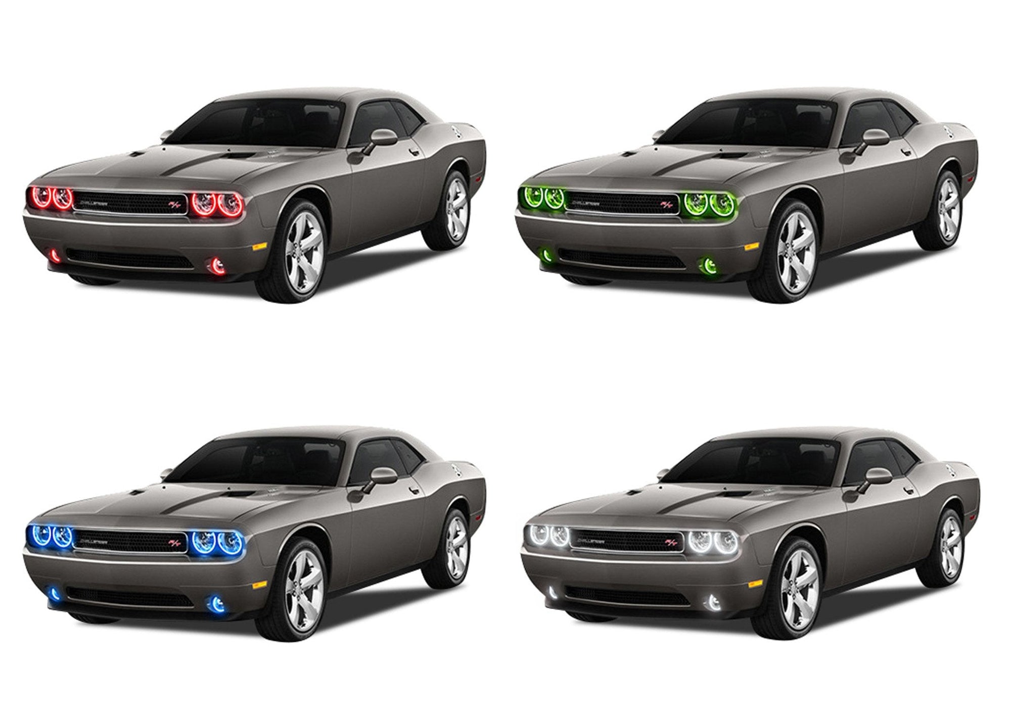 Dodge-Challenger-2008, 2009, 2010, 2011, 2012, 2013-LED-Halo-Headlights and Fog Lights-RGB-No Remote-DO-CLNP0814-V3HF