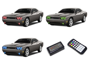 Dodge-Challenger-2008, 2009, 2010, 2011, 2012, 2013-LED-Halo-Headlights and Fog Lights-RGB-Colorfuse RF Remote-DO-CLNP0814-V3HFCFRF