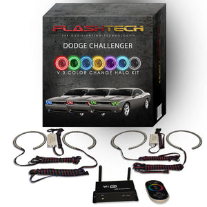 Dodge-Challenger-2008, 2009, 2010, 2011, 2012, 2013, 2014-LED-Halo-Headlights-RGB-Bluetooth RF Remote-DO-CLNP0814-V3HBTRF