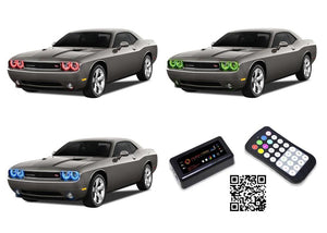 Dodge-Challenger-2008, 2009, 2010, 2011, 2012, 2013, 2014-LED-Halo-Headlights-RGB-Bluetooth RF Remote-DO-CLP0814-V3HBTRF
