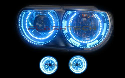 Dodge-Challenger-2008, 2009, 2010, 2011, 2012, 2013-LED-Halo-Headlights and Fog Lights-RGB-Bluetooth RF Remote-DO-CLP0814-V3HFBTRF