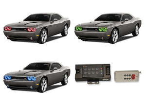 Dodge-Challenger-2008, 2009, 2010, 2011, 2012, 2013, 2014-LED-Halo-Headlights-RGB-RF Remote-DO-CLP0814-V3HRF