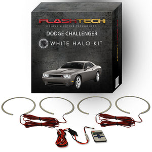 Dodge-Challenger-2008, 2009, 2010, 2011, 2012, 2013, 2014-LED-Halo-Headlights-White-RF Remote White-DO-CLP0814-WHRF