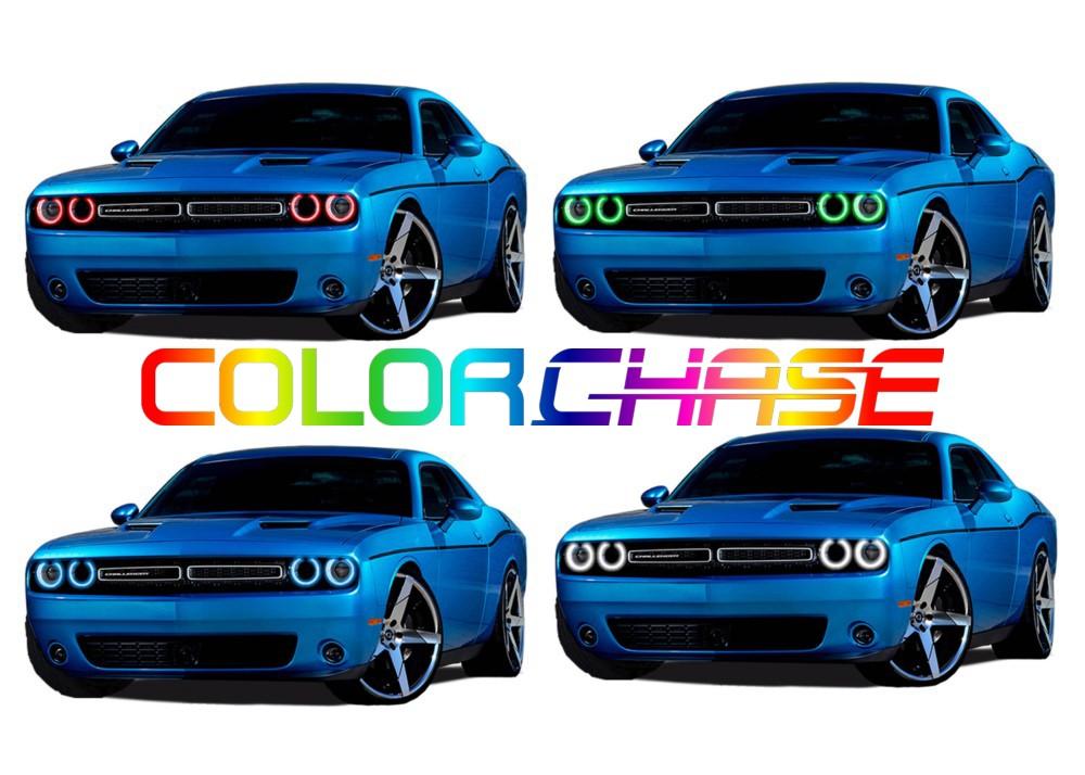 Dodge-Challenger-2015, 2016, 2017-LED-Halo-Headlights-ColorChase-No Remote-DO-CLP1517-CCH