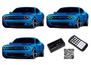 Dodge-Challenger-2015, 2016, 2017-LED-Halo-Headlights-RGB-Bluetooth RF Remote-DO-CLP1517-V3HBTRF