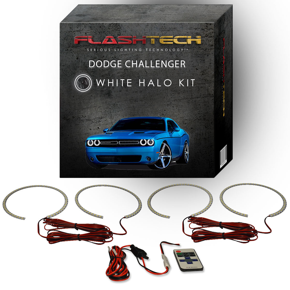 Dodge-Challenger-2015, 2016, 2017-LED-Halo-Headlights-White-RF Remote White-DO-CLP1517-WHRF