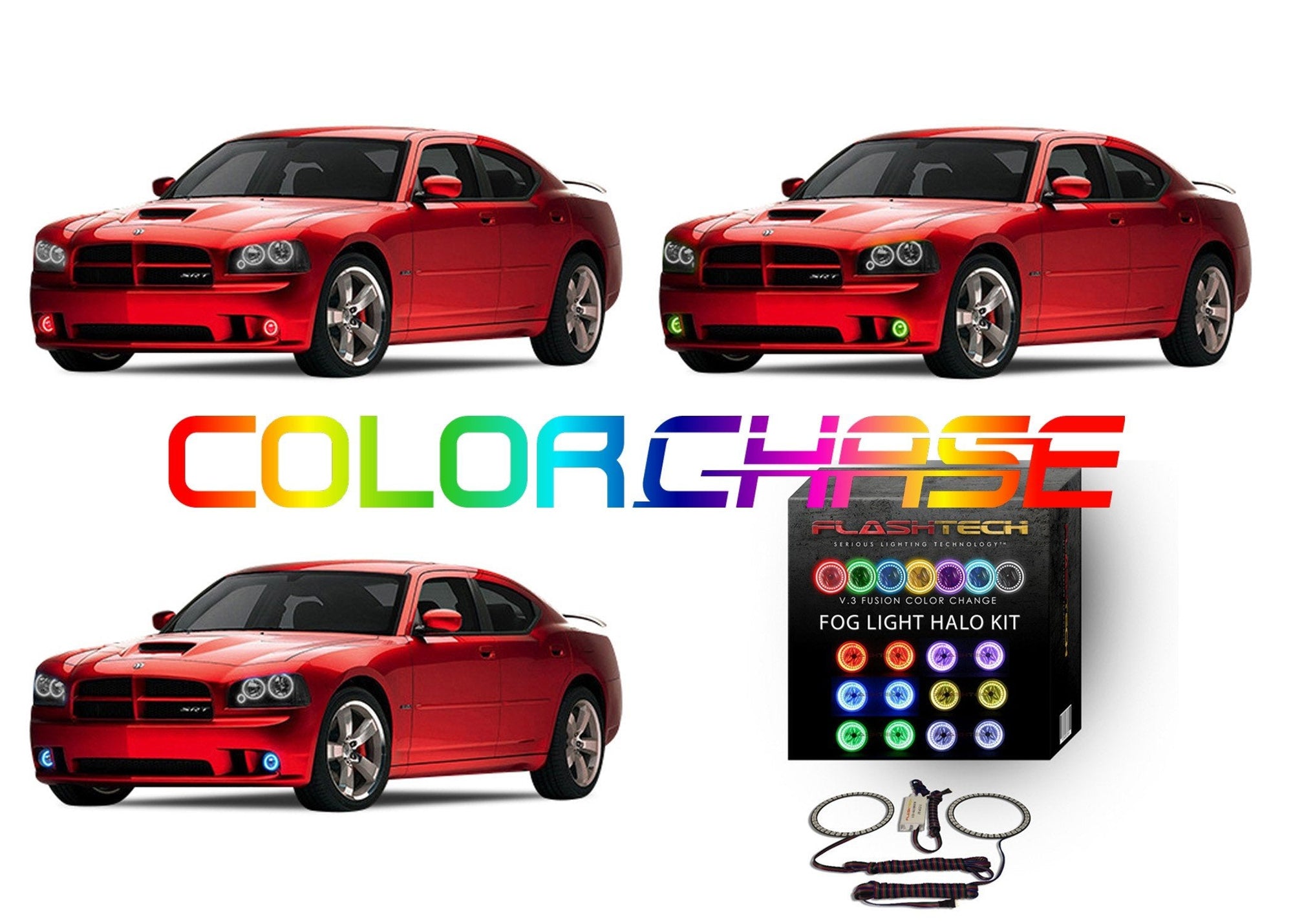 Dodge Charger ColorChase LED Halo Fog Light Kit 2005-2010