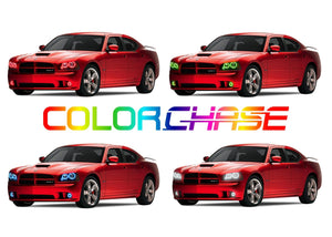 Dodge-Charger-2005, 2006, 2007, 2008, 2009, 2010-LED-Halo-Headlights and Fog Lights-ColorChase-No Remote-DO-CR0510-CCHF