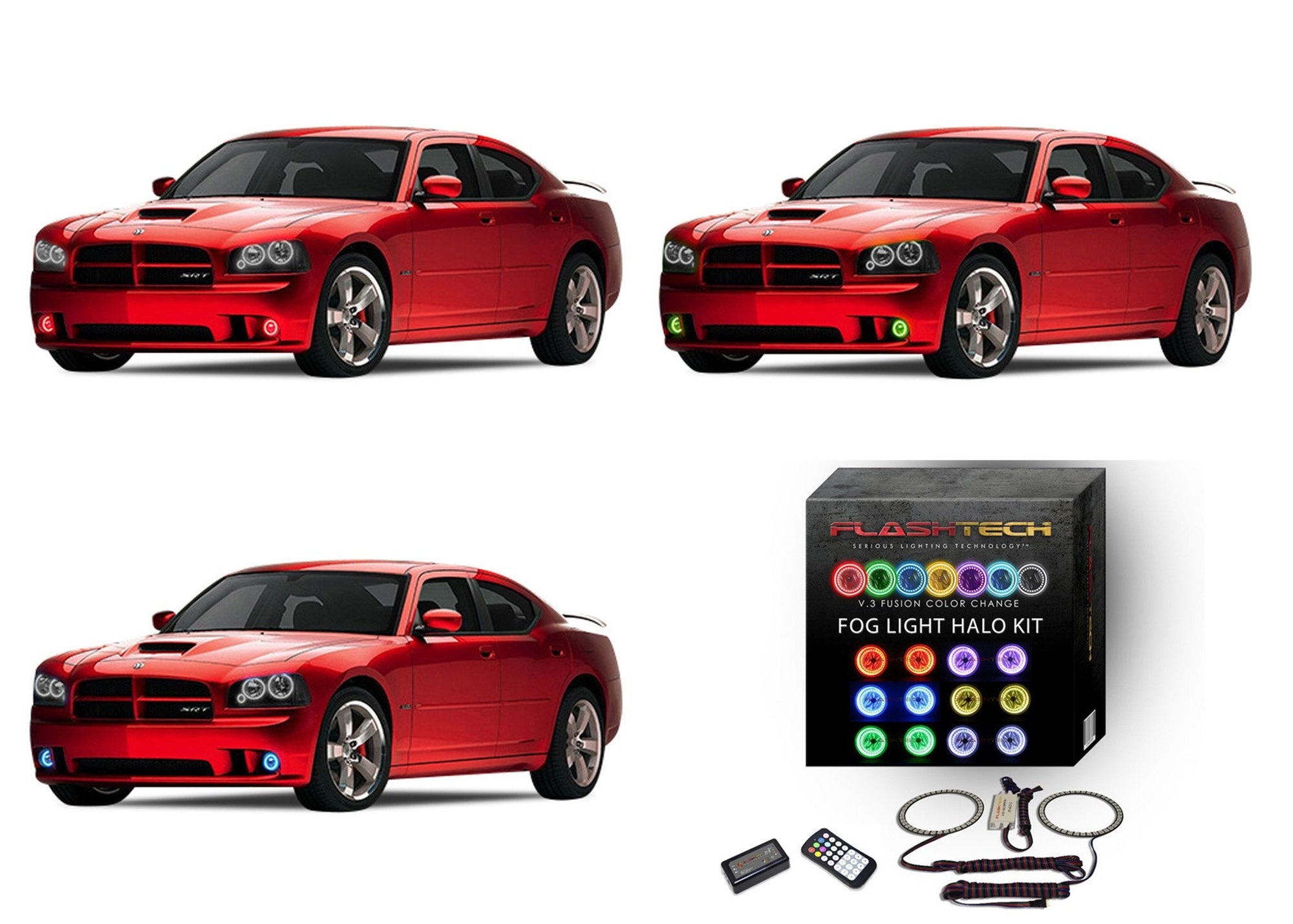 Dodge-Charger-2005, 2006, 2007, 2008, 2009, 2010-LED-Halo-Fog Lights-RGB-Colorfuse RF Remote-DO-CR0510-V3FCFRF