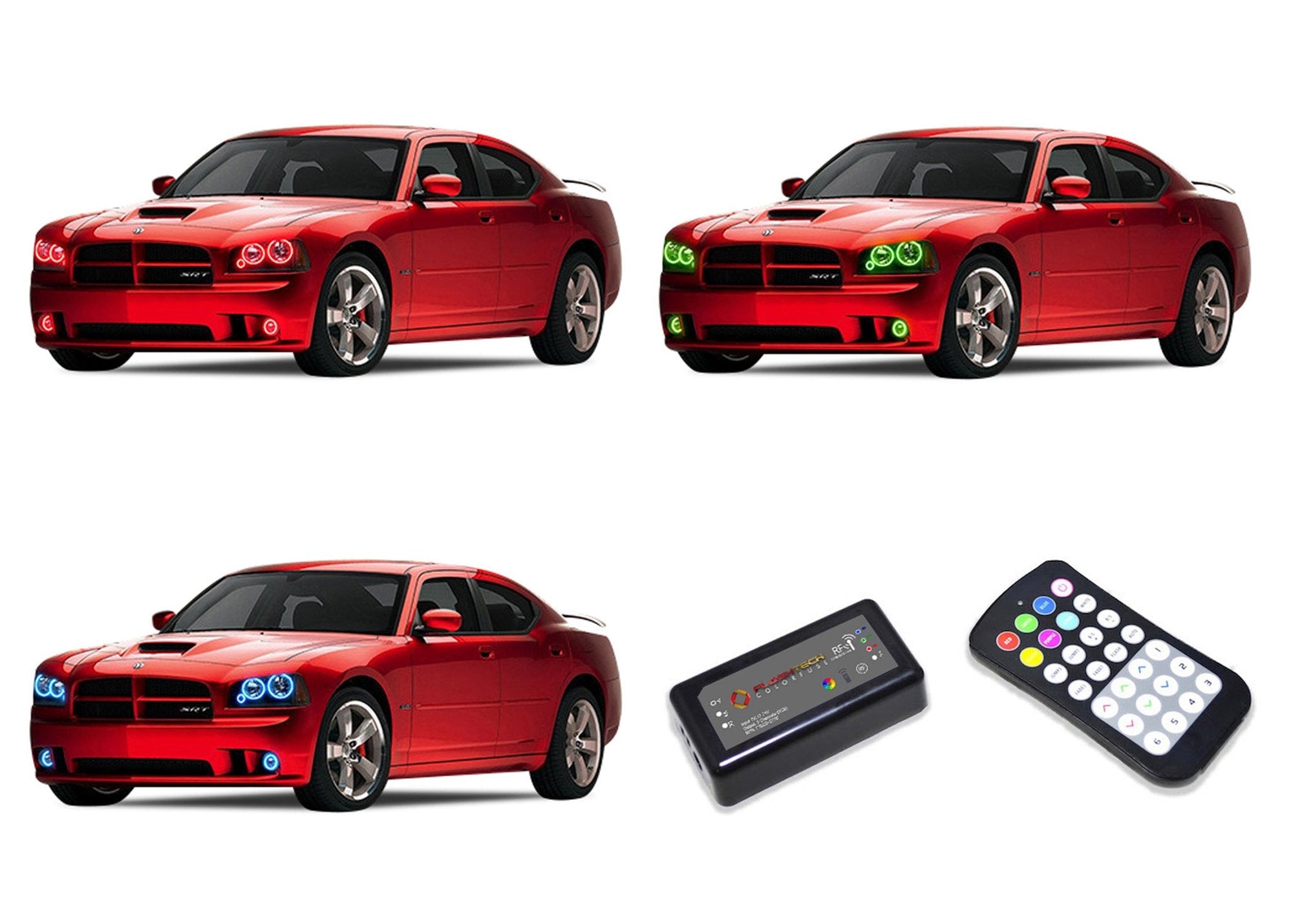 Dodge-Charger-2005, 2006, 2007, 2008, 2009, 2010-LED-Halo-Headlights and Fog Lights-RGB-Colorfuse RF Remote-DO-CR0510-V3HFCFRF