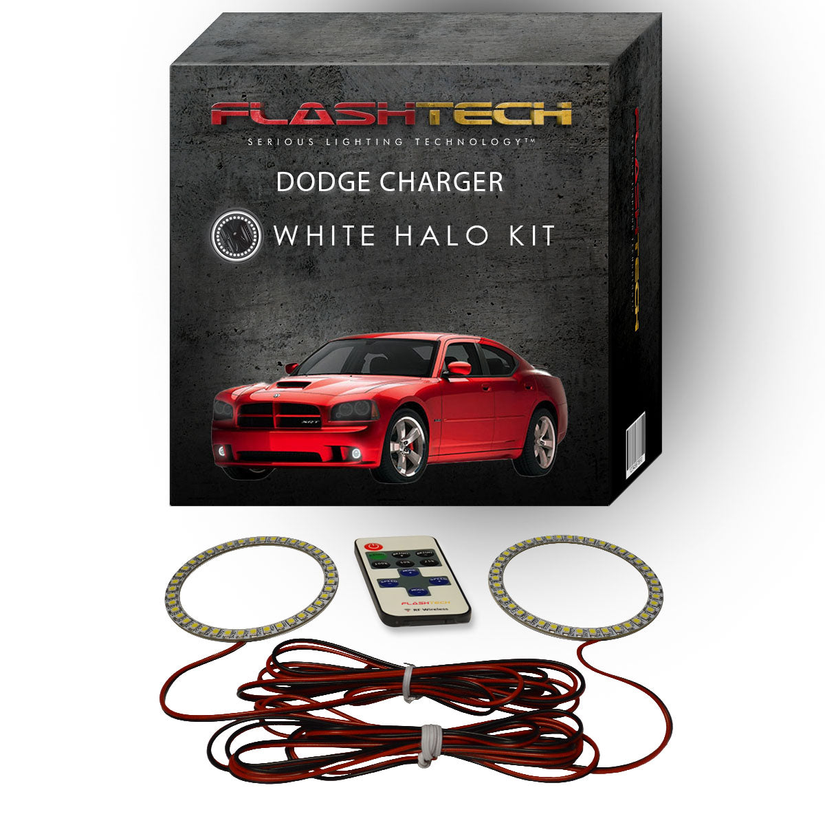 Dodge-Charger-2005, 2006, 2007, 2008, 2009, 2010-LED-Halo-Fog Lights-White-RF Remote White-DO-CR0510-WFRF