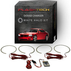 Dodge-Charger-2005, 2006, 2007, 2008, 2009, 2010-LED-Halo-Headlights-White-RF Remote White-DO-CR0510-WHRF