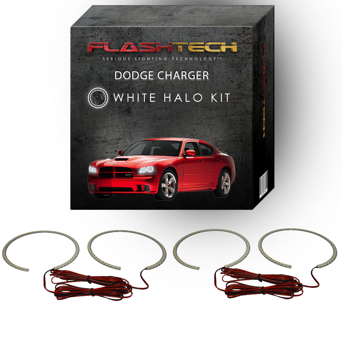 Dodge-Charger-2005, 2006, 2007, 2008, 2009, 2010-LED-Halo-Headlights-White-RF Remote White-DO-CR0510-WHRF