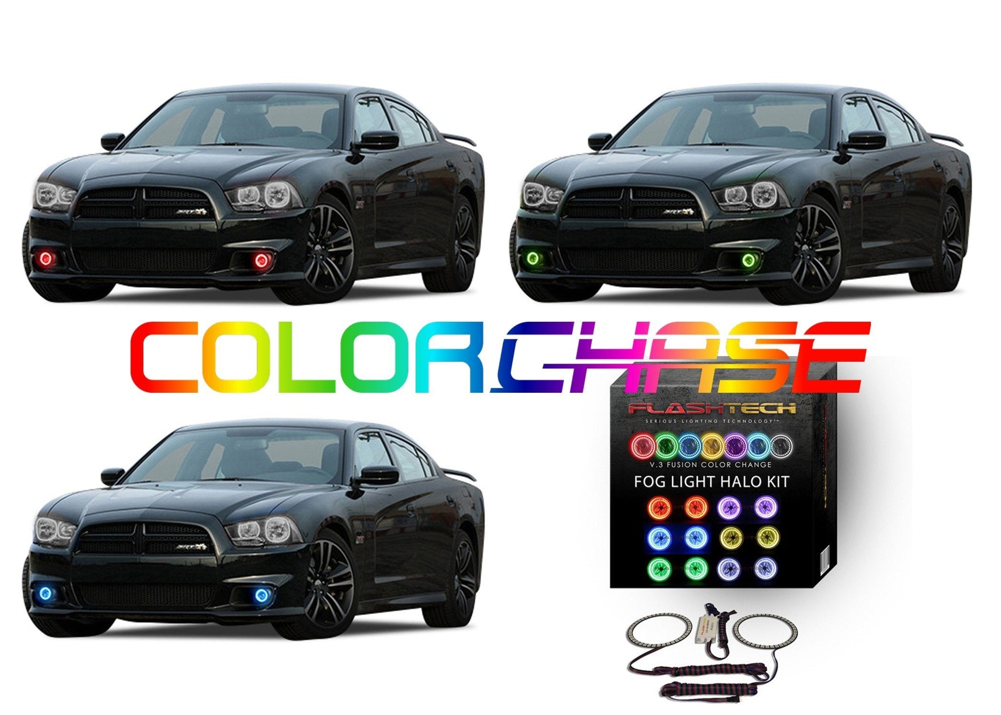 Dodge Charger ColorChase LED Halo Fog Light Kit 2011-2014
