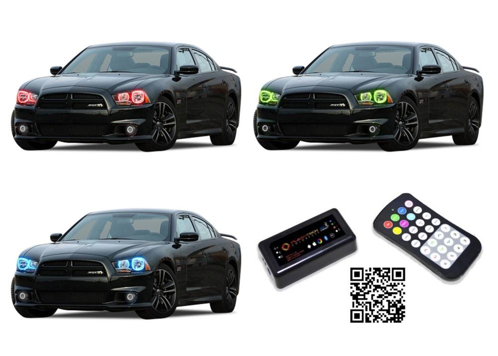 Dodge-Charger-2011, 2012, 2013, 2014-LED-Halo-Headlights-RGB-Bluetooth RF Remote-DO-CR1114-V3HBTRF