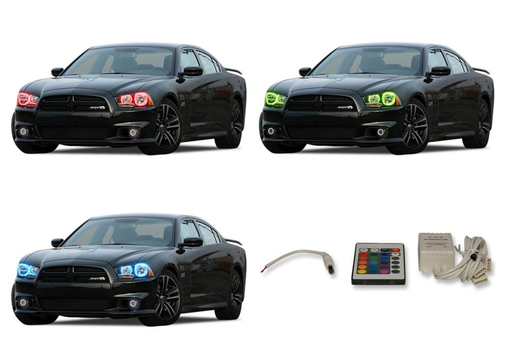 Dodge-Charger-2011, 2012, 2013, 2014-LED-Halo-Headlights-RGB-IR Remote-DO-CR1114-V3HIR