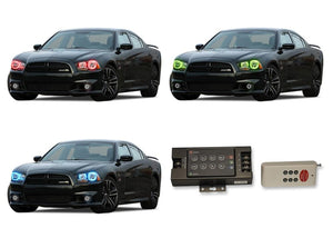 Dodge-Charger-2011, 2012, 2013, 2014-LED-Halo-Headlights-RGB-RF Remote-DO-CR1114-V3HRF