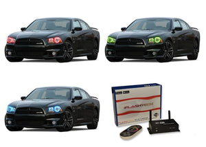 Dodge-Charger-2011, 2012, 2013, 2014-LED-Halo-Headlights-RGB-WiFi Remote-DO-CR1114-V3HWI