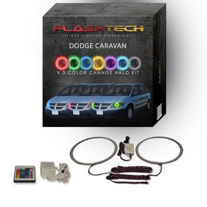 Dodge-Caravan-2001, 2002, 2003, 2004, 2005, 2006, 2007-LED-Halo-Headlights-RGB-Bluetooth RF Remote-DO-CV0107-V3HBTRF