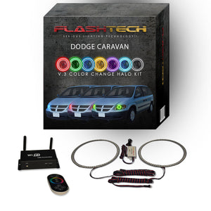 Dodge-Caravan-2001, 2002, 2003, 2004, 2005, 2006, 2007-LED-Halo-Headlights-RGB-IR Remote-DO-CV0107-V3HIR