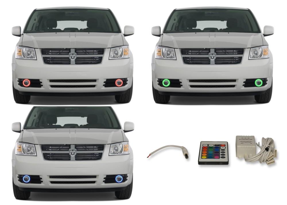 Dodge-Caravan-2005, 2006, 2007, 2008, 2009-LED-Halo-Fog Lights-RGB-IR Remote-DO-CV0509-V3FIR