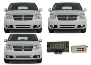 Dodge-Caravan-2005, 2006, 2007, 2008, 2009-LED-Halo-Fog Lights-RGB-RF Remote-DO-CV0509-V3FRF