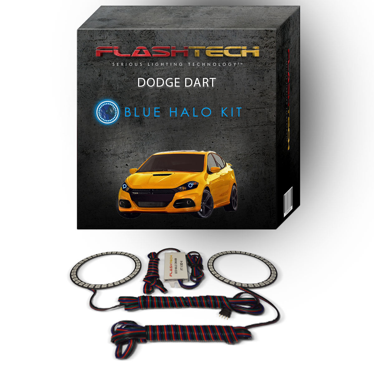 Dodge-Dart-2014, 2015, 2016-LED-Halo-Headlights-RGB-No Remote-DO-DA1416-V3H