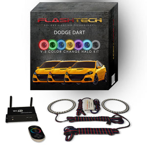 Dodge-Dart-2014, 2015, 2016-LED-Halo-Headlights-RGB-RF Remote-DO-DA1416-V3HRF