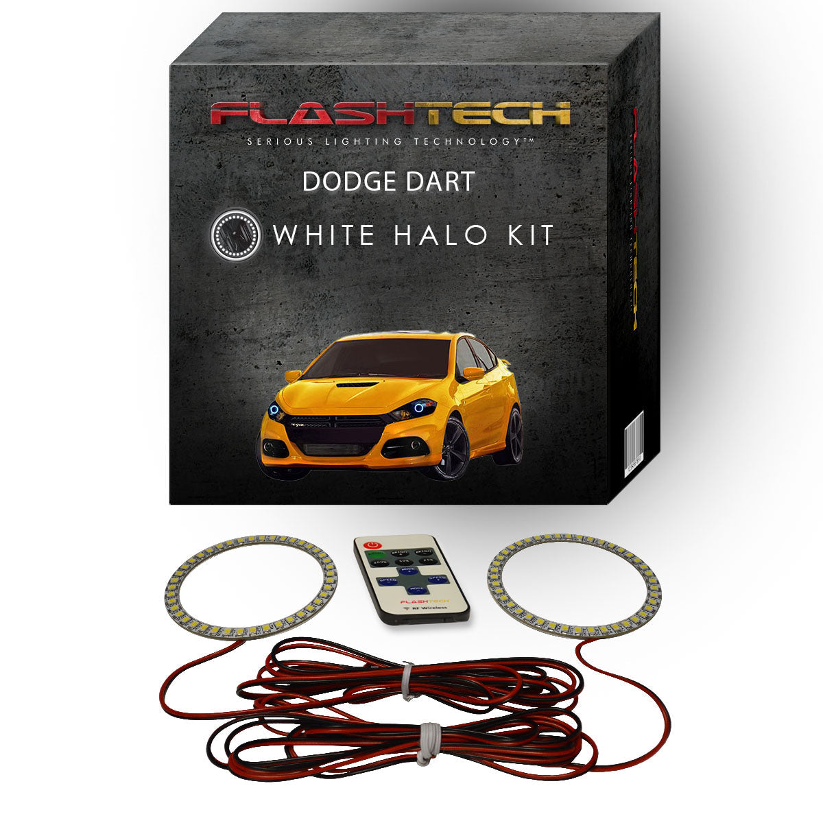 Dodge-Dart-2014, 2015, 2016-LED-Halo-Headlights-White-RF Remote White-DO-DA1416-WHRF