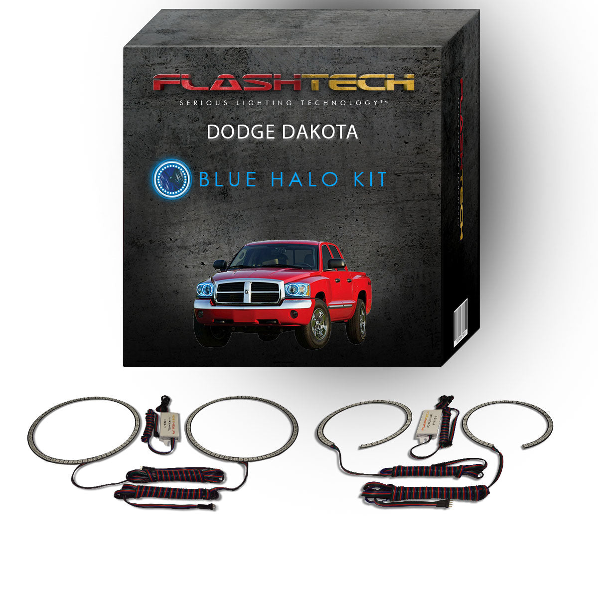 Dodge-Dakota-2005, 2006, 2007-LED-Halo-Headlights-RGB-No Remote-DO-DK0507-V3H