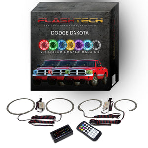 Dodge-Dakota-2005, 2006, 2007-LED-Halo-Headlights-RGB-RF Remote-DO-DK0507-V3HRF