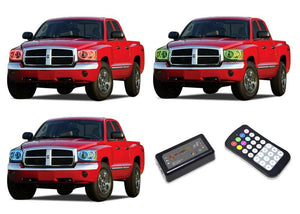 Dodge-Dakota-2005, 2006, 2007-LED-Halo-Headlights-RGB-Colorfuse RF Remote-DO-DK0507-V3HCFRF