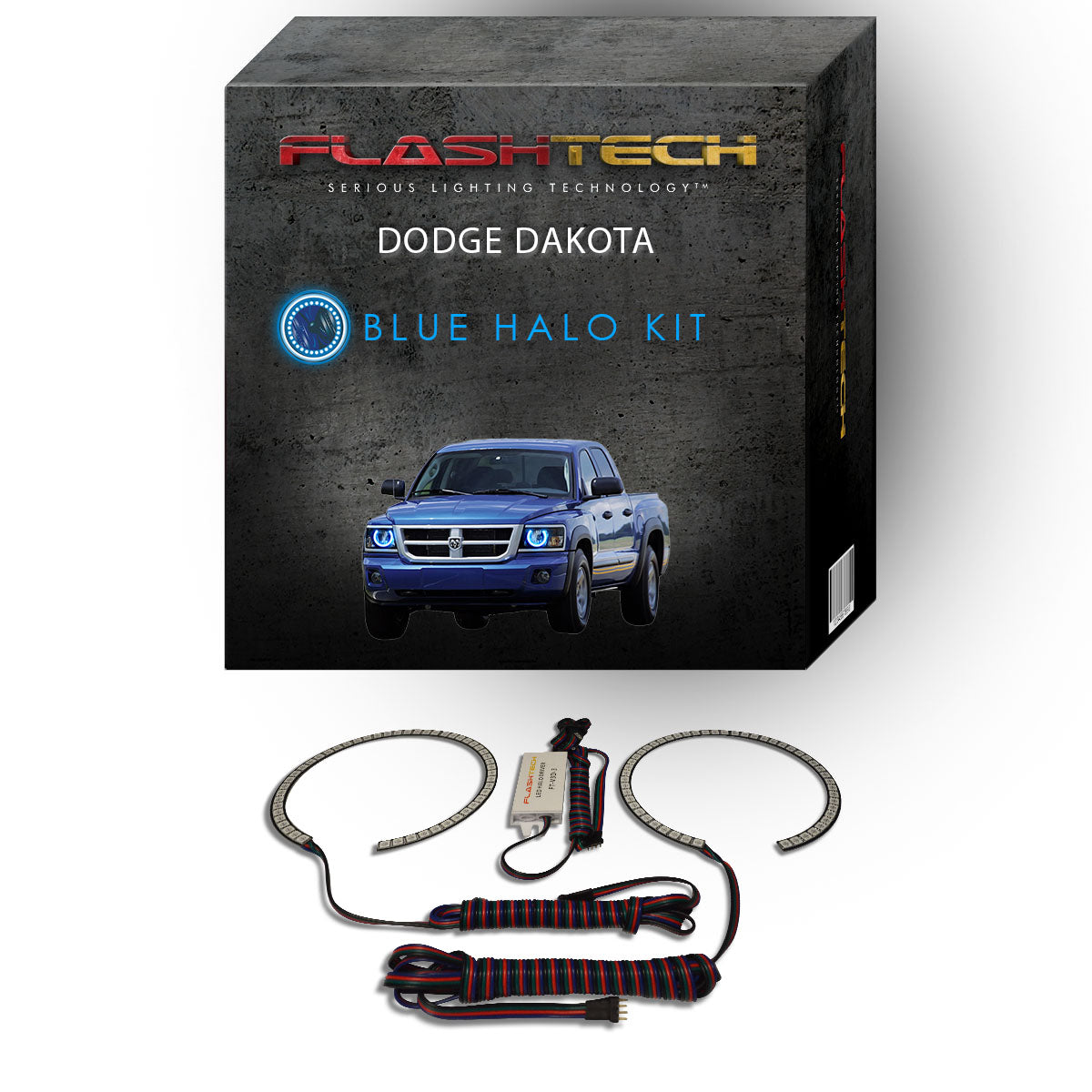 Dodge-Dakota-2008, 2009, 2010, 2011-LED-Halo-Headlights-RGB-No Remote-DO-DK0811-V3H
