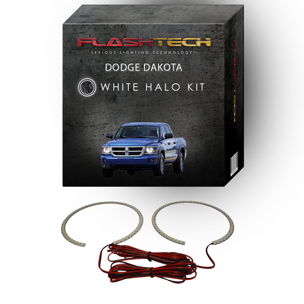 Dodge-Dakota-2008, 2009, 2010, 2011-LED-Halo-Headlights-White-RF Remote White-DO-DK0811-WHRF